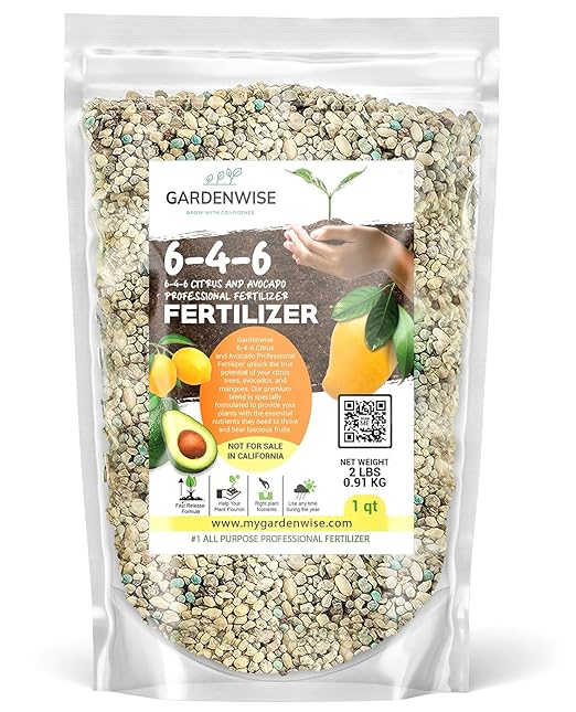 Gardenwise 6-4-6 Avocado and Citrus Tree Professional Fertilizer Plant Food for Outdoor/Indoor Gardening; Quick-Release Nitrogen Fertilizer; Orange, Lime, Avocado and Lemon Tree Fertilizer (1 Quart)