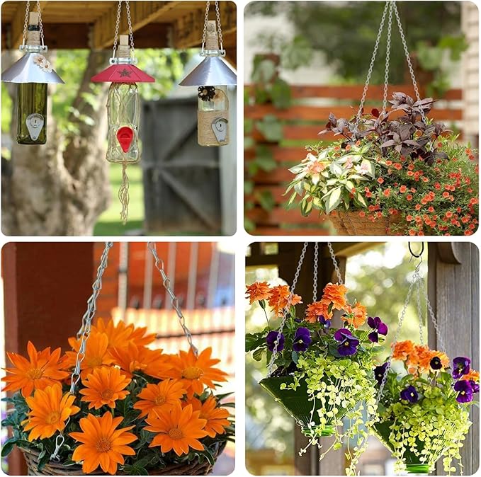 10 Pack SIL Storagehook Silver Hanging Chains with Hooks, Grow Lights Chain adjusable fit bird feeders for outdoors, Plant hanger indoor, Hanging Planter, Wind Chime, Pendant light, Christmas wreath