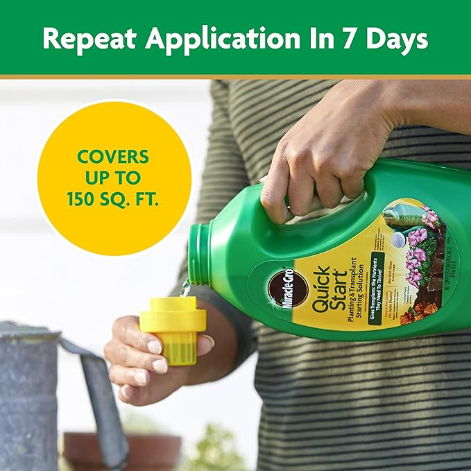 Miracle-Gro Quick Start Planting and Transplant Starting Solution - Liquid Fertilizer for Seedlings and Transplants, 48 fl. oz.