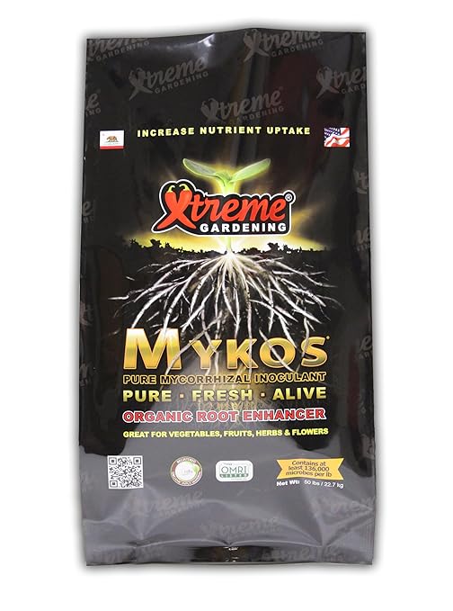 MYKOS Mycorrhizal Fungi 50 lbs, Root Booster, Beneficial Microbes for Plant Growth, Root Stimulator, Concentrated Pure Mycorhizae by Xtreme Gardening, Improves Plant Success
