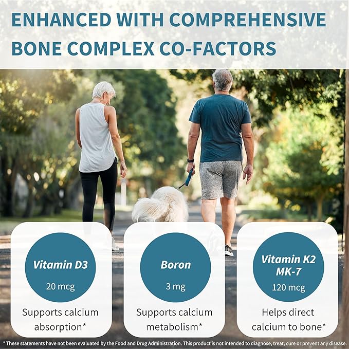 Igennus Red Algae Calcium Magnesium Complex, Comprehensive Bone Support with K2, D3 & Boron, High Absorption Minerals, Vegan & Plant Based, Non-GMO, 60 Tablets