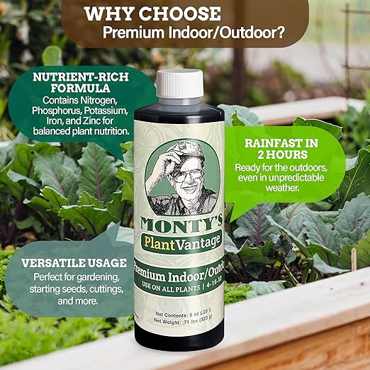 PlantVantage Premium Indoor and Outdoor Plant Food – NPK Fertilizer (4-15-12) with Zinc & Iron, Liquid Fertilizer for Vegetables, House Plant, & Trees - Indoor and Outdoor Plant Fertilizer – 8 oz