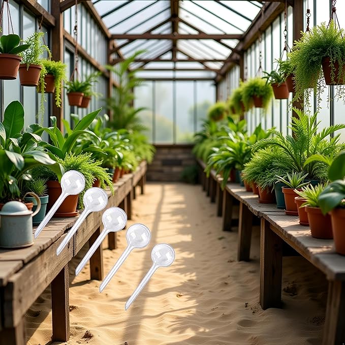 4 Pcs Clear Plant Watering Globes,Plastic Self-Watering Bulbs,Flower Automatic Watering Device,Garden Waterer for Plant Indoor Outdoor Stakes, Vacation Plant Care, Water Conservation Device