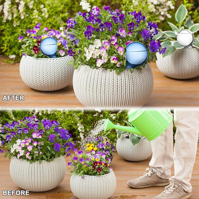 8-Piece Plant Watering Bulbs, 5cm/2inch S Size(80ml) Automatic Plant Waterers, Self Watering System for Indoor Outdoor Plant Watering Bulbs Green & White Self Watering Globes (8, blue+transparent)