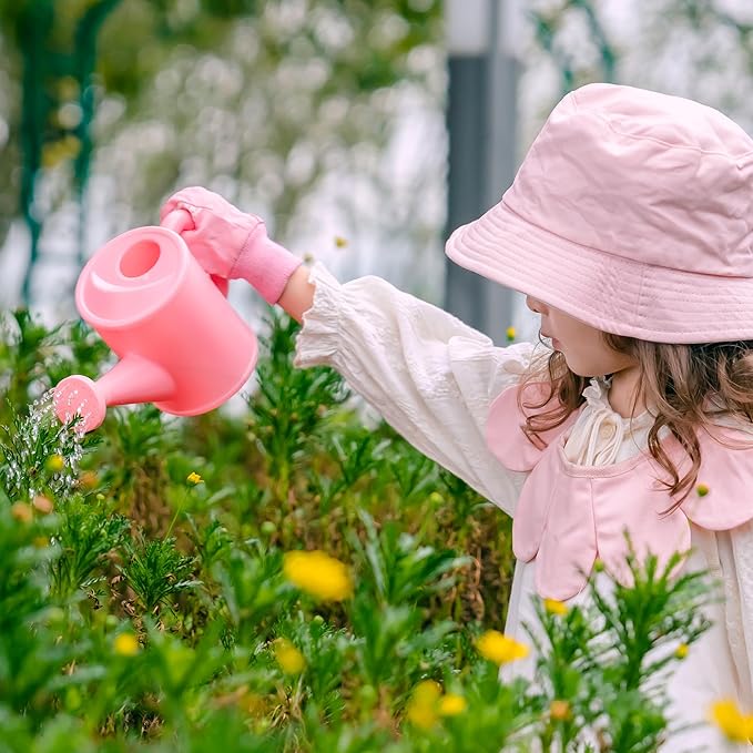 ROBOTIME Kids Gardening Set, 17PCS Kids Gardening Tools for Girls, Toddler Gardening Set with Hat, Apron, Gloves, Watering Can & Tool Bag – Outdoor Garden Toy Kit (Pink)