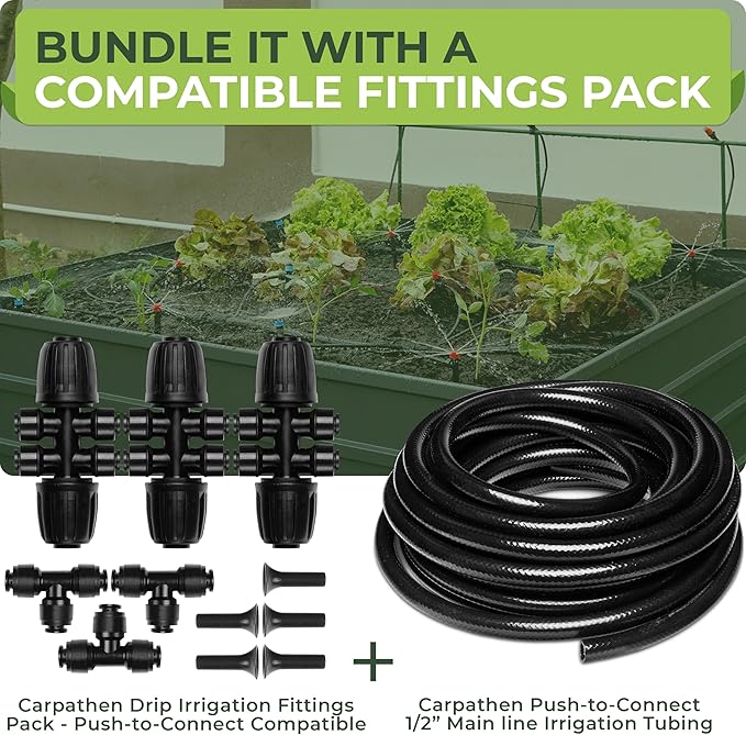 Carpathen 50 FT 1/2 Irrigation Tubing Mainline - Drip Irrigation Tubing Perfect for Push-To-Connect Garden Irrigation System, or as Blank Distribution Hose for Any Gardening Project