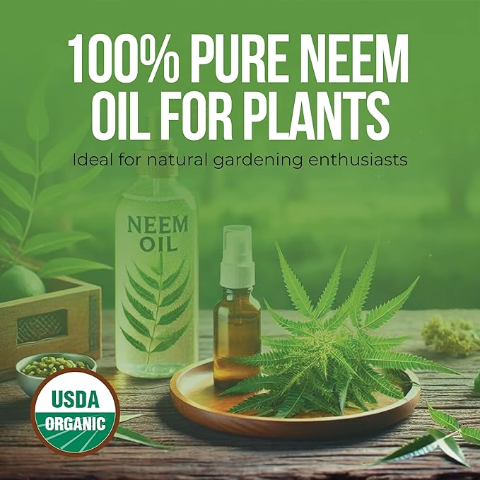Pure Virgin Organic Neem Oil for Skin, Hair & Face - 100% Natural & Unrefined Neem Oil for Plants - Cold Pressed Seed Oils - Safe for Dog, Scalp & Hair Growth - 1 Fl Oz