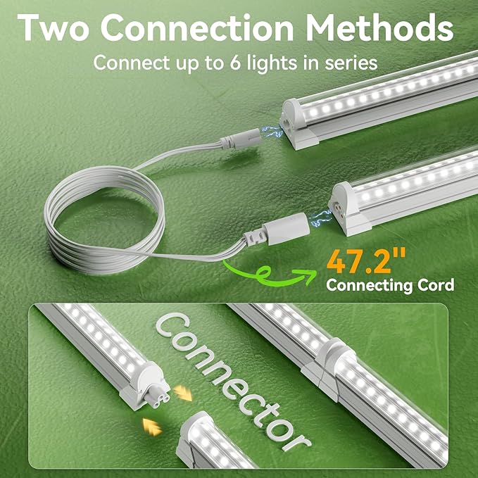 4FT Grow Lights for Indoor Plants,T8 5000K Full Spectrum Plant Light,270W(6 x 45W), LED Grow Light Strips with Timer, Aluminum Reflector, Linkable,Plant Growing Lamp Fixture for Greenhouse Indoor 6pcs