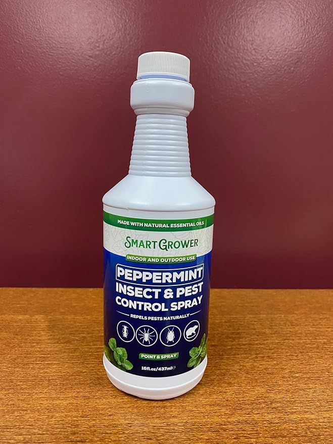 All Natural Peppermint Oil Insect & Pest Control Spray Repels Mice, Spiders, Ants, for Home, Indoor, Outdoor, Garden Maximum Strength Smart Grower Ready to Use 16 FL OZ