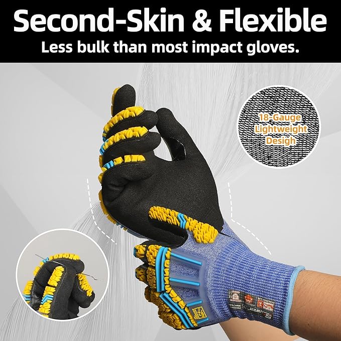 Schwer PRO-SKIN Impact Gloves with ANSI A4 Cut Reistant Protection, Flexible and Comfortable Work Gloves with Grip，Touchscreen, Used for Oil and Gas E&P，Mechanic, Construction, XL, PM3900-T