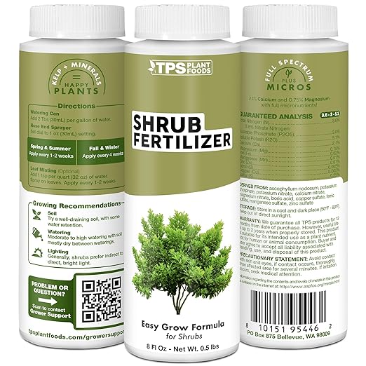 Shrub Fertilizer – Liquid Plant Food for Fuller Growth, Rich Green Foliage & Stronger Roots, 1 Gallon
