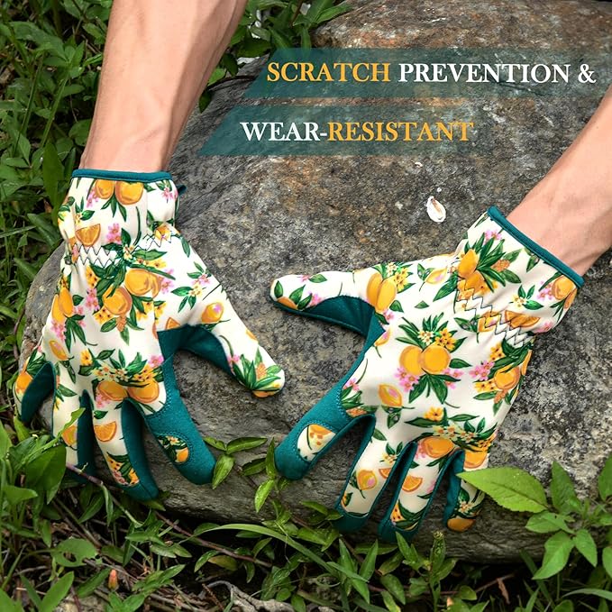 Trifabricy Gardening Gloves for Women, Breathable Leather Garden Gloves with Grip, Thorn-Proof Puncture-Resistant Work Gloves