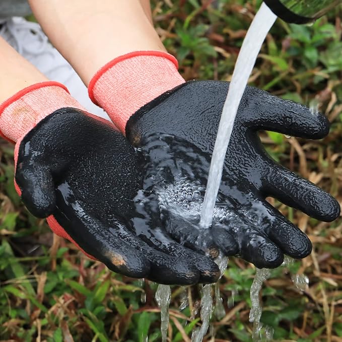 DOFOWORK Gardening Gloves - 6 Pair Gardening Gloves for Women/Men, Breathable Natural Latex Garden Gloves with Grip