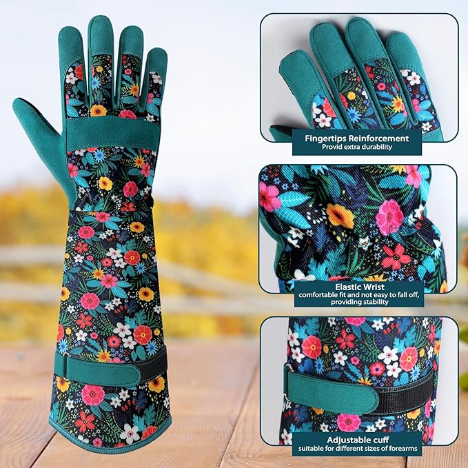 Trifabricy Gardening Gloves for Women, Breathable Leather Garden Gloves with Grip, Thorn-Proof Puncture-Resistant Work Gloves