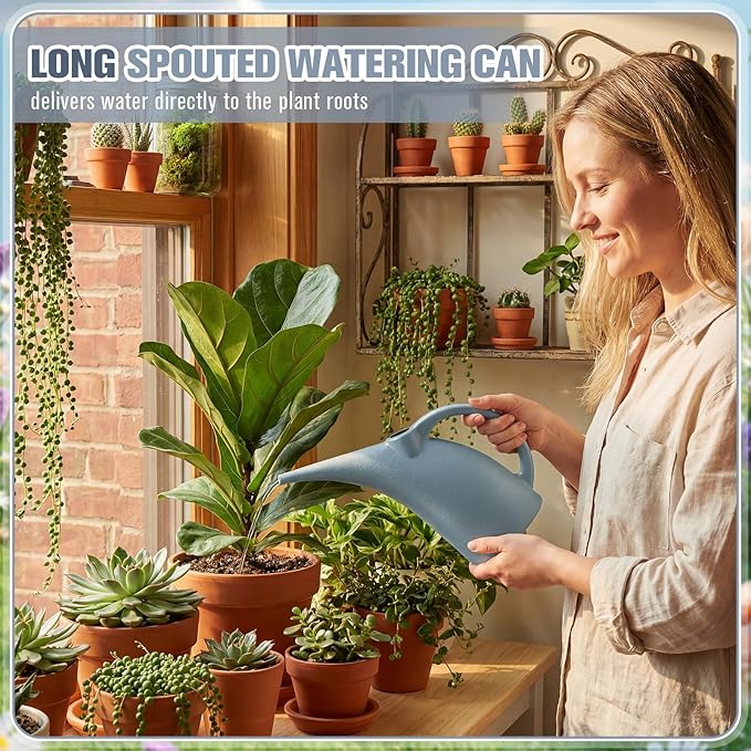 LemonRoad 4 Pack Small Indoor Watering Plant Can 1/4 Gallon Plastic Long Spout Indoor Outdoor Plant Watering Cans Bulk Pot, Precise Pour for Houseplants Succulents Garden Office Decor