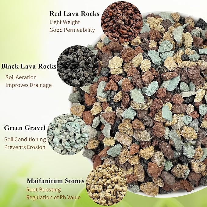 FANTIAN 10 lbs Succulent Cactus Soil Potting Mix,5-8 mm Pebbles Mix Horticultural Lava Rock