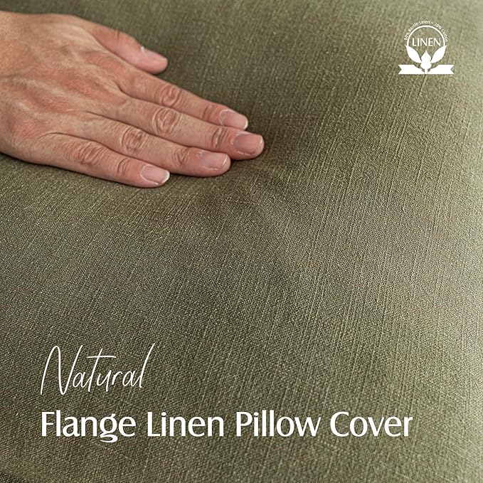 Foindtower Pack of 2, Decorative Linen Soild Throw Pillow Covers Soft Accent Cushion Case Boho Farmhouse Pillowcase for Chair Couch Sofa Bedroom Living Room Home Decor 20 x 20 Inch Olive Green