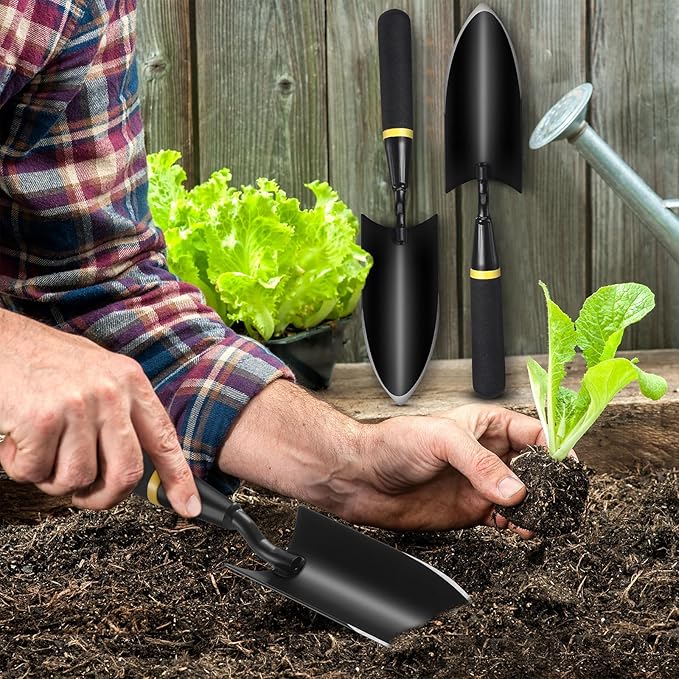 20 Pcs Garden Hand Trowel Heavy Duty Carbon Steel Garden Shovels Tools with Resin Rubberized Handle for Camping, Digging, Soil Planting, Transplanting, Lawn Yard Farm (Narrow Trowels)