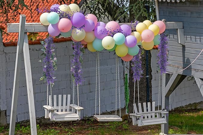 RECUTMS Artificial Hanging Vines Garland Fake Plant Greenery Faux Ferns Leaves Ivy Garland 2Pcs 5.6Ft for Spring Home Indoor Outdoor Wedding Table Centerpiece Party Easter Decor(Purple)