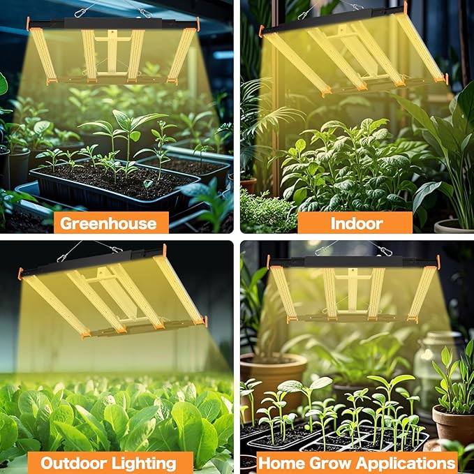 Pro Bar 320W LED Grow Light, Daisy Chain Dimmable Full Spectrum, High PPFD for Indoor Plants Seed Starting Veg Bloom 3x3ft Coverage, Pro Growing Lamps for Home & Commercial, Retractable