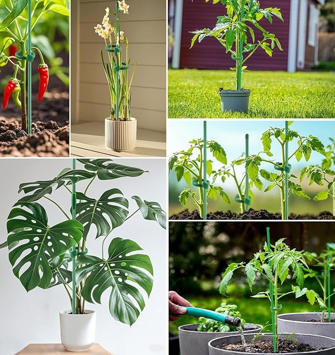 10Pcs Plant Support Stakes, 17inch Garden Orchid Sticks Extended to 3ft 4ft Orchid Sticks with Clips for Indoor Outdoor Plants,Garden Stakes for Tomato,Orchid,Vegetables,Monstera