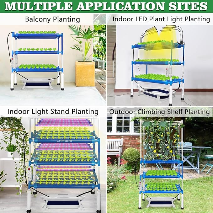 Hydroponics Growing System Kit for Vegetables,Flowers Fruits and Herbs, with 108 Plant Sites, Suitable for Indoor and Outdoor, Block Light Design