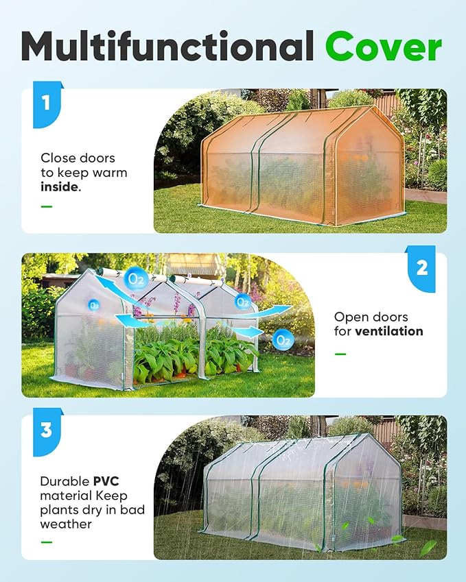Quictent Mini Greenhouse, Portable Quick-Setup Small Tabletop Waterproof UV Protected PE Cover Shelter for Outdoors/Indoors W/ Raised Base for Garden Plant Seed Starting, 71"x36"x36", White