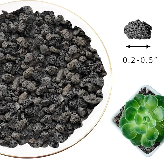 Lava Rocks for Plants -100% Pure Volcanic Rock No Dyes or Chemicals-Best Lava Stones Top Dressing for Cacti Succulents Plants,Bonsai (Black, 20LBS)