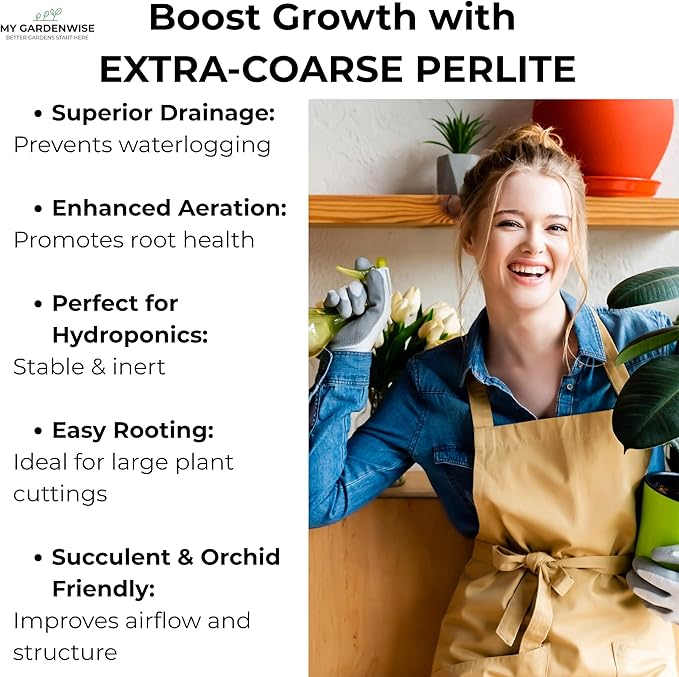 GARDENWISE Perlite for Plants, Extra Coarse Grade 4 Horticultural Perlite, Organic Perlite for Gardening Indoor & Outdoor, Made in USA (5 quarts)