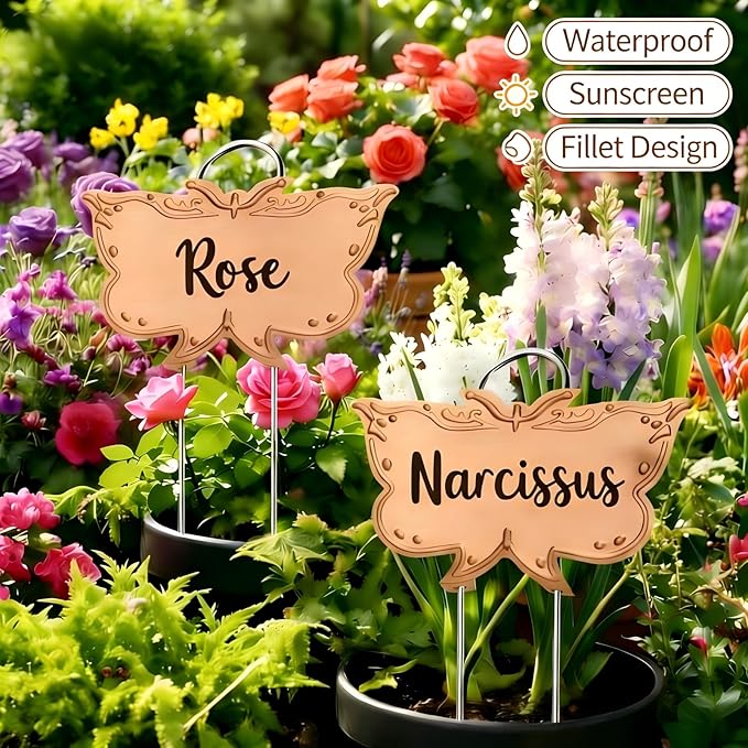 Metal Plant Labels 11in Tall 30 Pack Rose Gold Outdoor Waterproof Garden Label Large Garden Seed Stake Tags for Flowers Fruits and Vegetables