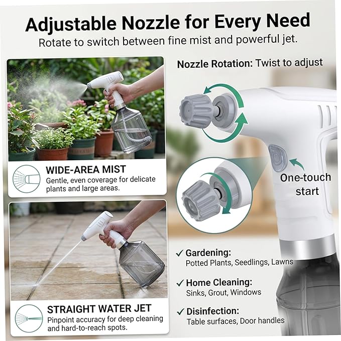 Electric Spray Bottle 0.9L Automatic Plant Sprayer Rechargeable Water Sprayer Plant Electric Pump Water for Plants Garden Garden Spray Bottle.