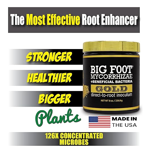 Big Foot Gold Mycorrhizal Fungi 1 oz, Beneficial Bacteria for Plant Growth, Root Stimulator, Super Concentrated 3-in-1 Formula for All Plants