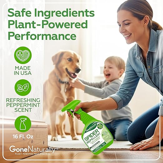 Spider Repellent – Natural Peppermint Oil Spider Spray for Indoor & Outdoor Use – Spider Killer & Repellent for Home – Safe for Kids & Pets – Non-Toxic Pest Control Solution (16oz)