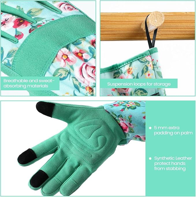 Gardening Gloves for Women Long Sleeve Garden Gloves Ladies Light Protective Gloves for Yard & Outdoor Work