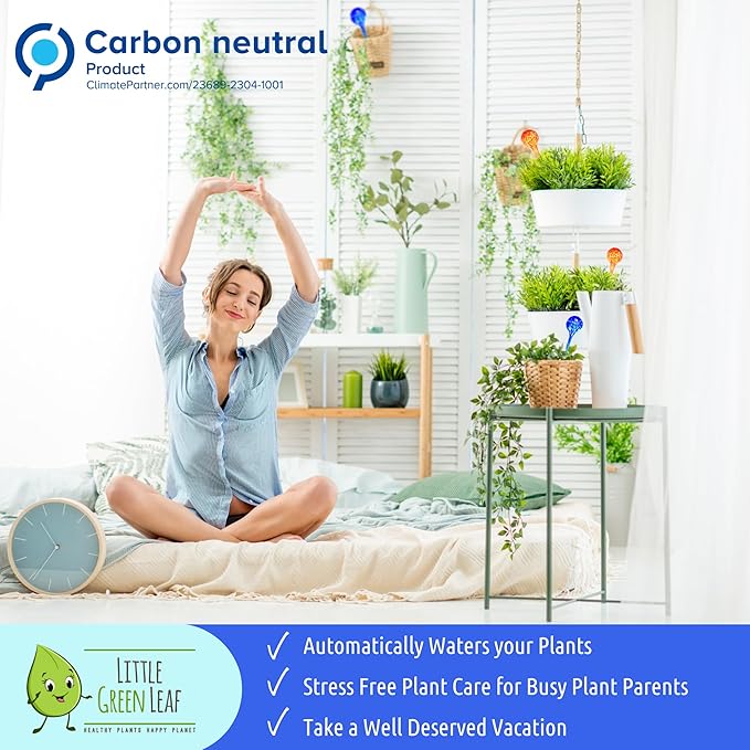 Little Green Leaf Automatic Plant Watering Globes Self Watering Planter Inserts (Set of 4) | Hands Free Clear Mushroom Glass Bulbs | Planter Spikes to Support Indoor & Outdoor Plant Health (180ml)