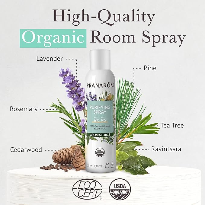 Pranarom - Aromaforce Purifying Spray, Aromatic Room Deodorizers for Home, Essential Oils Infused for Toxin Purification, All-Natural, Tea Tree, 150mL