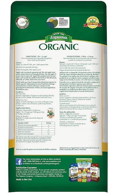 Espoma Organic Iron-Tone 3-0-3 Organic Fertilizer and Plant Food to Help Correct Iron Deficiency (Chlorosis). 5 lb. Bag. Turns Yellow to Green, Non Staining Iron - 3 Pack
