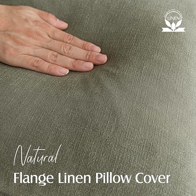 Foindtower Pack of 2, Decorative Linen Soild Throw Pillow Covers Soft Accent Cushion Case Farmhouse Neutral Pillowcase for Chair Couch Sofa Bedroom Living Room Home Decor 26x26 Inch Olive Branch Green