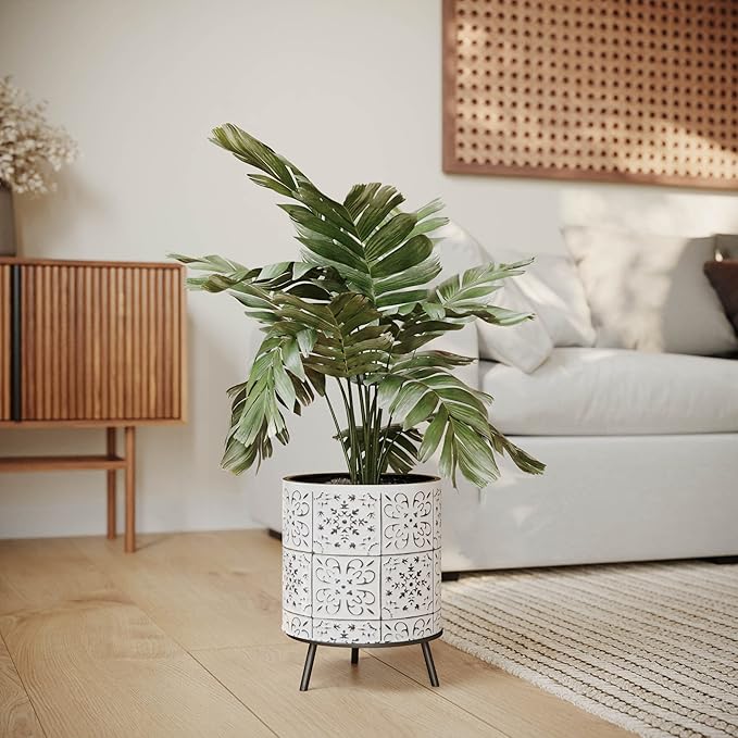 EverNest Tristan Neutral Minimal White and Black Modern Style Planter with Nyra Stand, SelectBase Plant Pots, Indoor Planter, Boho Home Decor, Minimalist Pot for Plants (Large, Black)