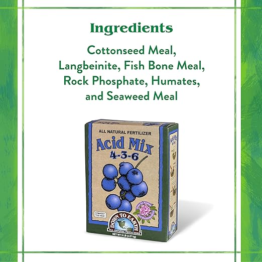 Down To Earth All Natural Fertilizers Organic Acid Mix - Plant Food for Blueberries, Raspberries, Azaleas and Rhododendrons 4-3-6, 5 lb