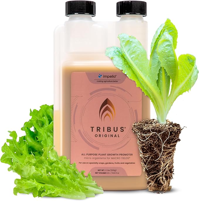 Tribus Organic Microbial Inoculant | Root Booster for Plants, Increases Plant Yield, Root Growth, Flower & Fruit Quality | Made in the USA | Visible Root Growth in 24Hrs | Potent Rhizobacteria 16.9oz