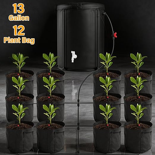Self Watering System Kits for Plants, with 13 Gallon Bucket and 25W Water Pump, Automatic Watering System for Indoor and Outdoor for Grow Tent, Greenhouse, Lawn