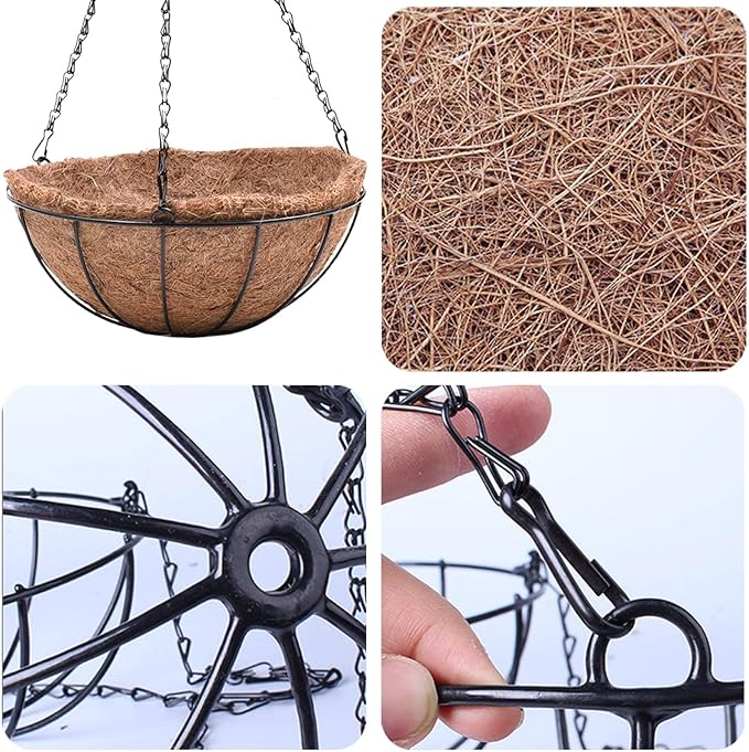 EIMQUVW Metal Hanging Planters Basket Set of 3 Hanging Flower Pots 12 Inch Chain Round Wire Plant Holder with Coco Coir Liner Garden Watering Hanging Baskets for Patio Garden Outdoor1