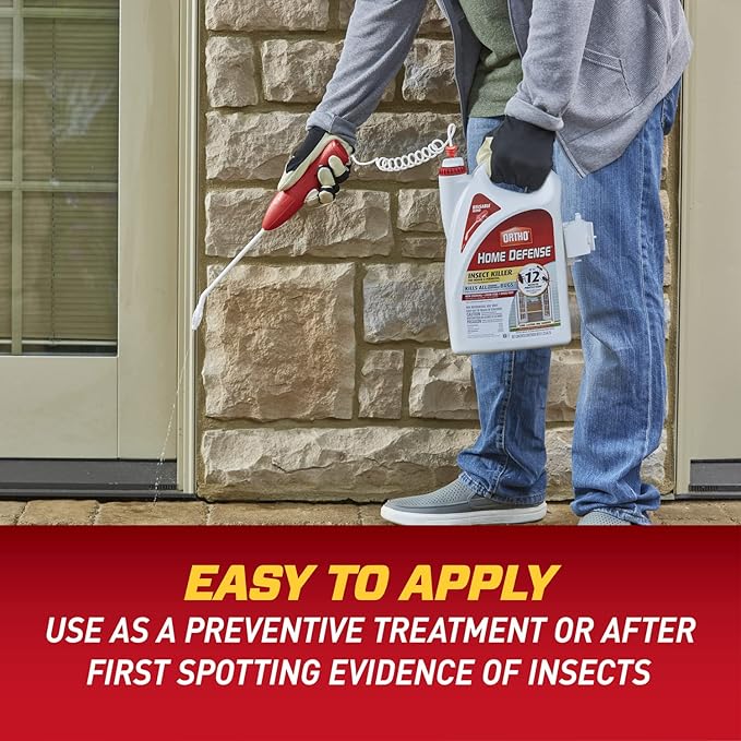 Ortho Home Defense Insect Killer for Indoor and Perimeter2 with Comfort Wand - Ready-To-Use Bug Spray, Kills Ants, Cockroaches & Spiders, 1.33 gal.