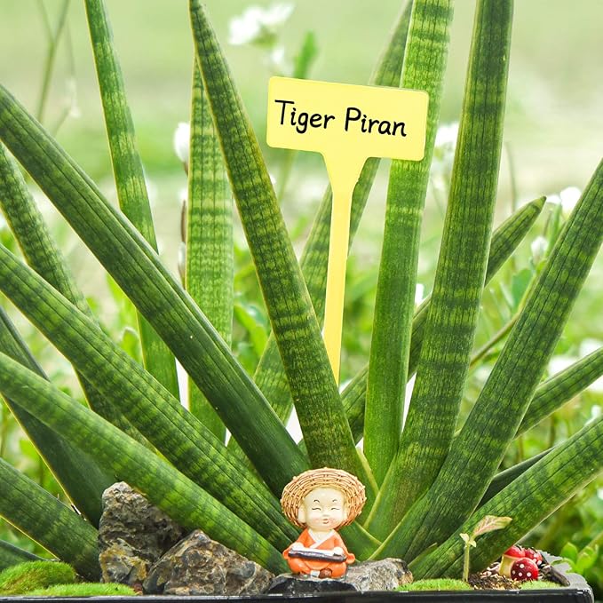 HOVEOX 24Pcs Plastic Plant Label Outdoor Waterproof Plant T-Type Tags Reusable Garden Plant Labels with a Marker Pen