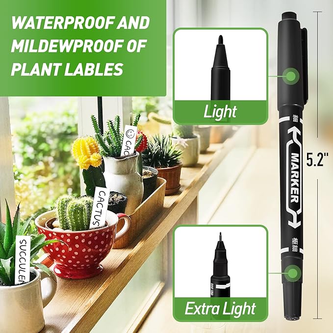 DMSKY Plant Labels 4 Inch 300 Pcs, White Plastic Plant Tags for Seedlings, Plant Markers for Outdoor Garden Waterproof Nursery Garden Labels with Permanet Marking Pen