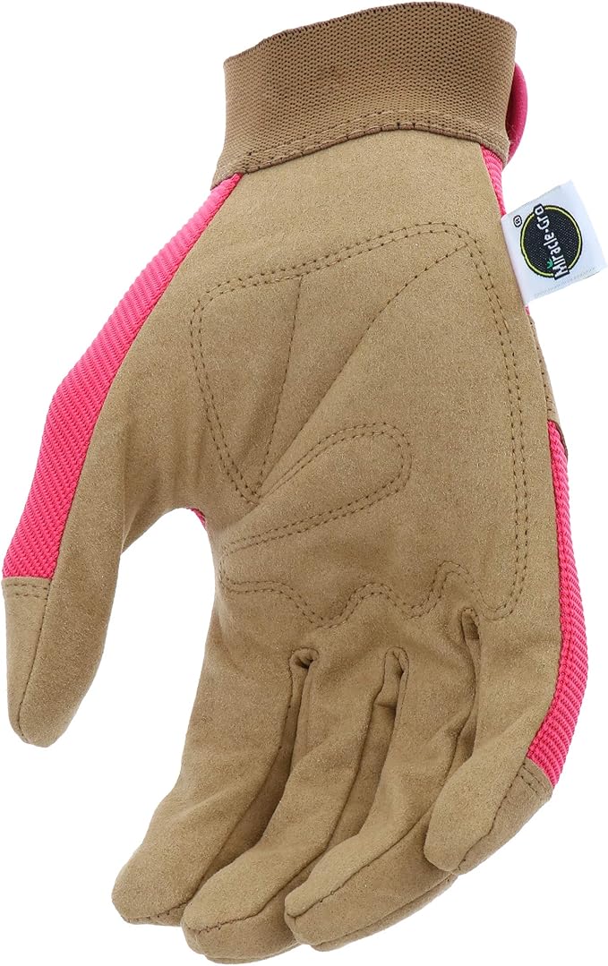 Miracle-Gro MG86205 General Utility Gloves – [Medium/Large], Synthetic Leather Padded Palm Gloves, Spandex Back, Adjustable Hook and Loop Wrist, 1 Count (Pack of 1)