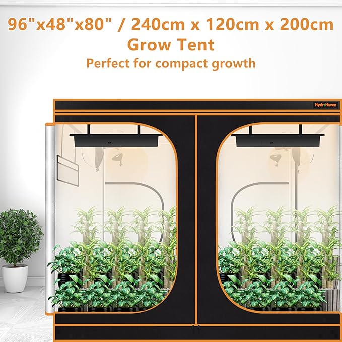 8x4 Grow Tent Kit (96"x48"x80") - Heavy-Duty 600D Diamond Mylar Lining, 98% Reflective, Viewing Window & Waterproof Floor Tray for Hydroponics Indoor Growing