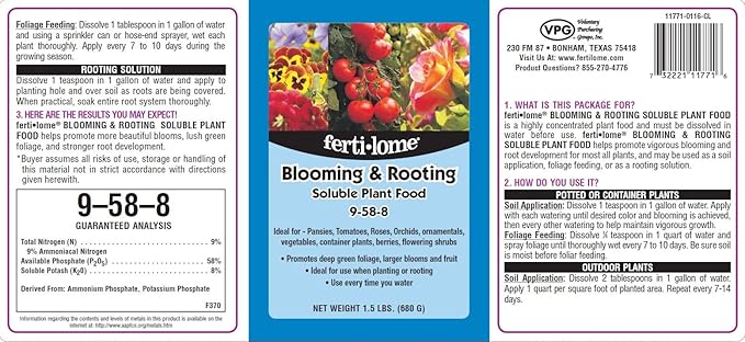 Fertilome (11772) Blooming & Rooting Soluble Plant Food 9-58-8 (1.5 lbs)