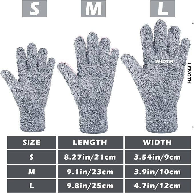 Patelai 3 Pairs Microfiber Plant Dusting Gloves Leaf Cleaning Gloves for Indoor Plants, Blinds, Furniture, House (Dark Blue,Gray,Khaki,Large)